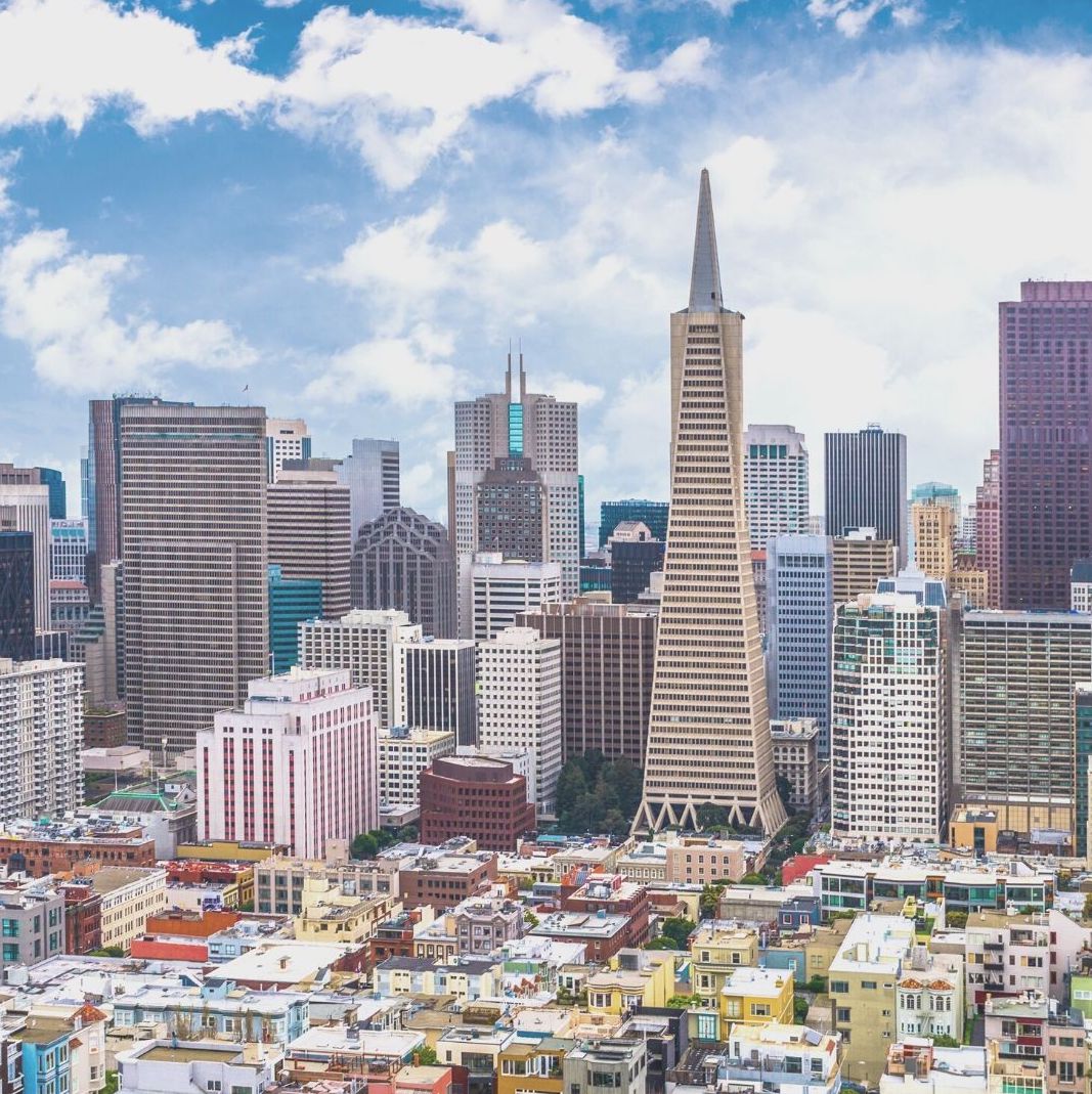 An aerial shot of San Francisco featuring the TransAmerica building